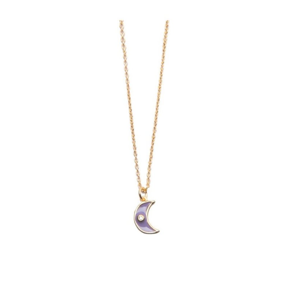 Multicolor Moon Necklace  Colorful eye necklace  necklace  Gold plated